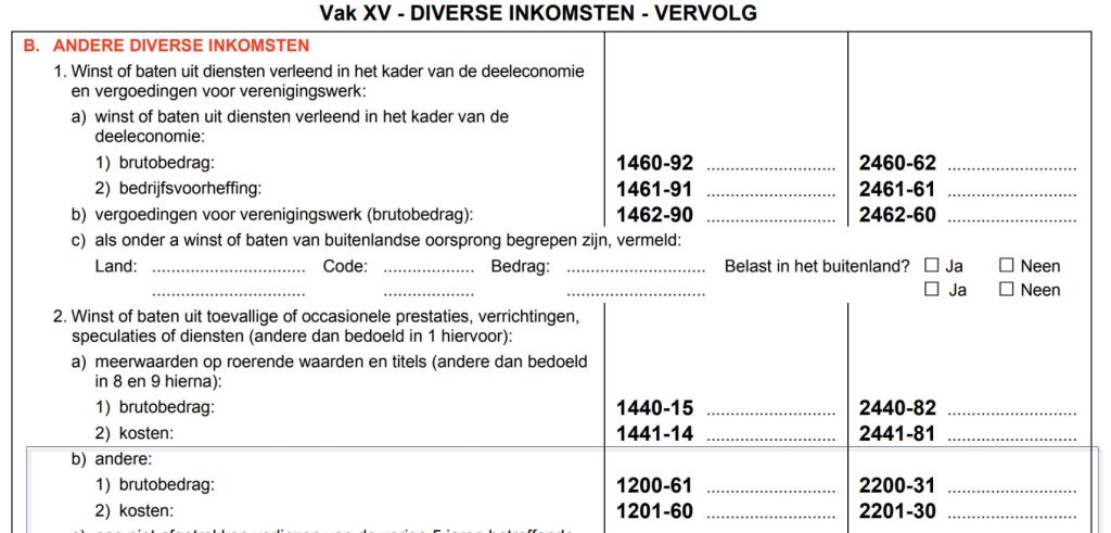 PB diverse inkomsten